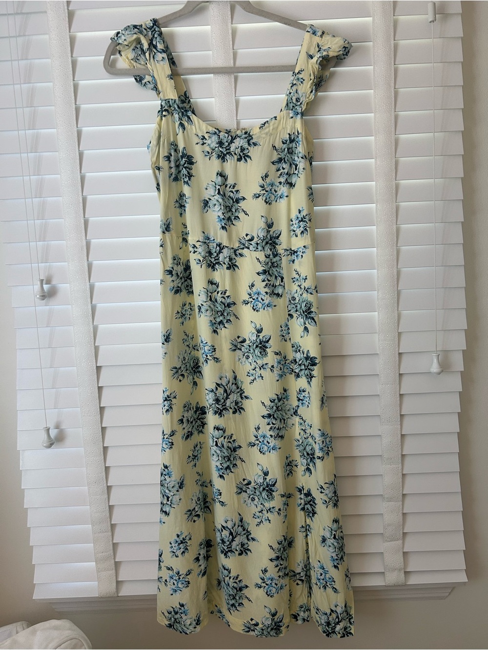 LOFT Midi Dress Floral Yellow and Blue Sleeveless Size 6